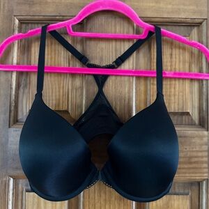 Maidenform Lace Lined One Fab Fit Front Close Bra 36D Black T Back Underwire